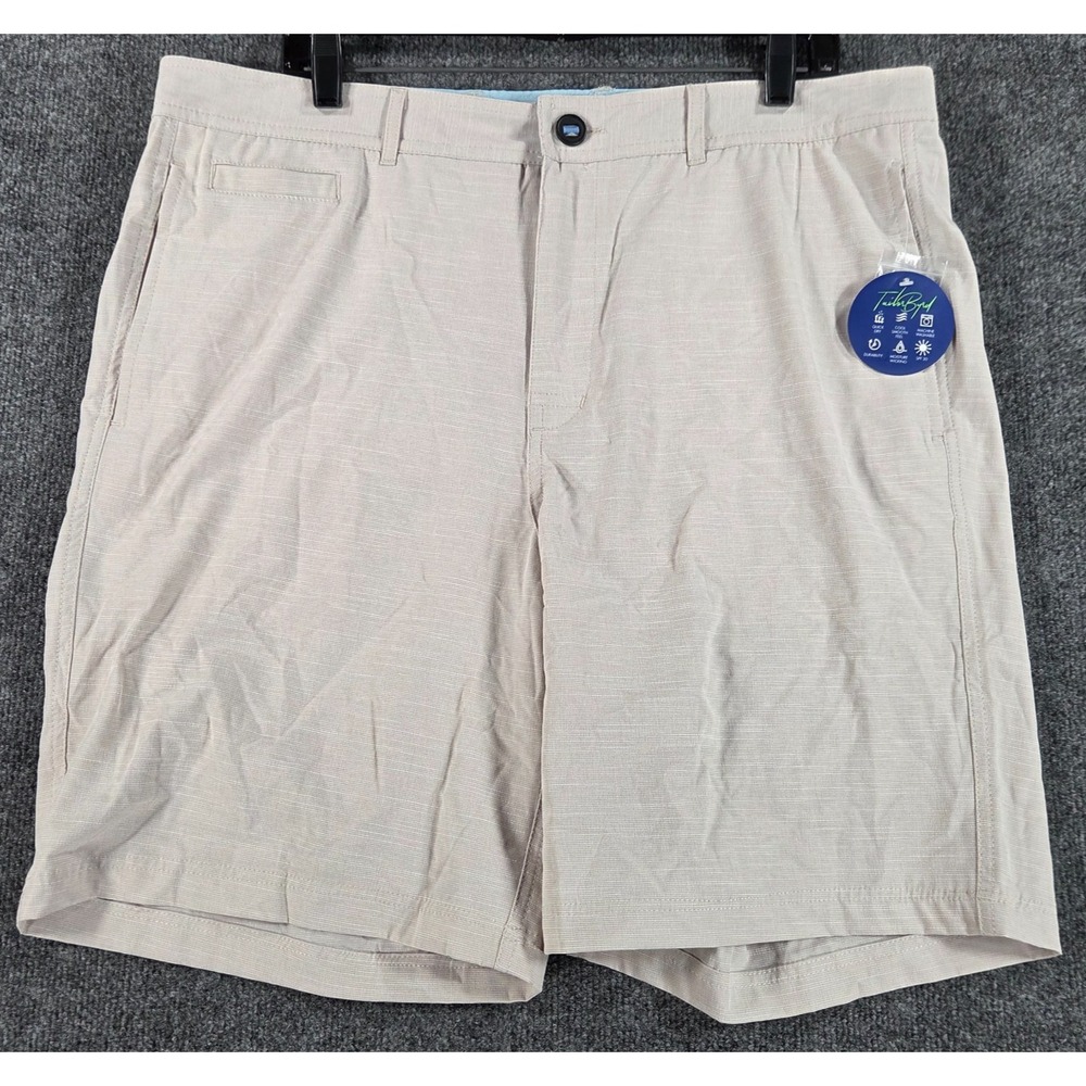 Tailor Byrd Men's 38 Khaki Stretch Performance Shorts 8" Inseam NEW